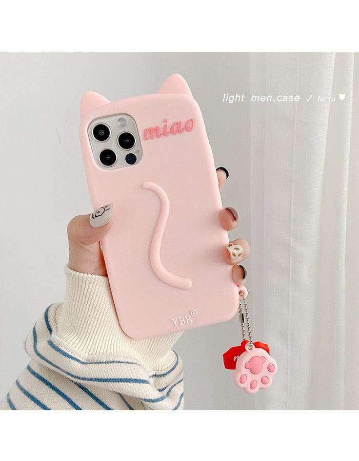 Coque de Téléphone Mignonne Oreilles de Chat Dessin Animé pour iPhone 14 12 13 11 Pro Max X XR XS 7 14 Plus Étui Souple en Silicone Mat Antichoc Design Chat Amusant Coque Arrière Mignonne