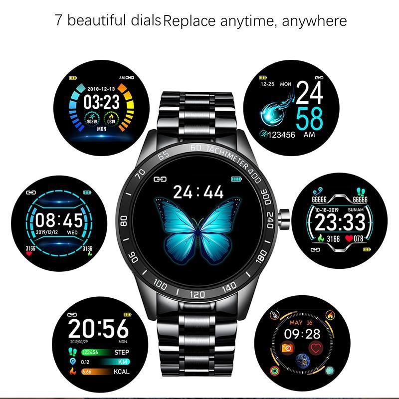 Montre connectée pour hommes avec écran LED et moniteur de fréquence cardiaque, tension artérielle, tracker de fitness, montre intelligente de sport étanche