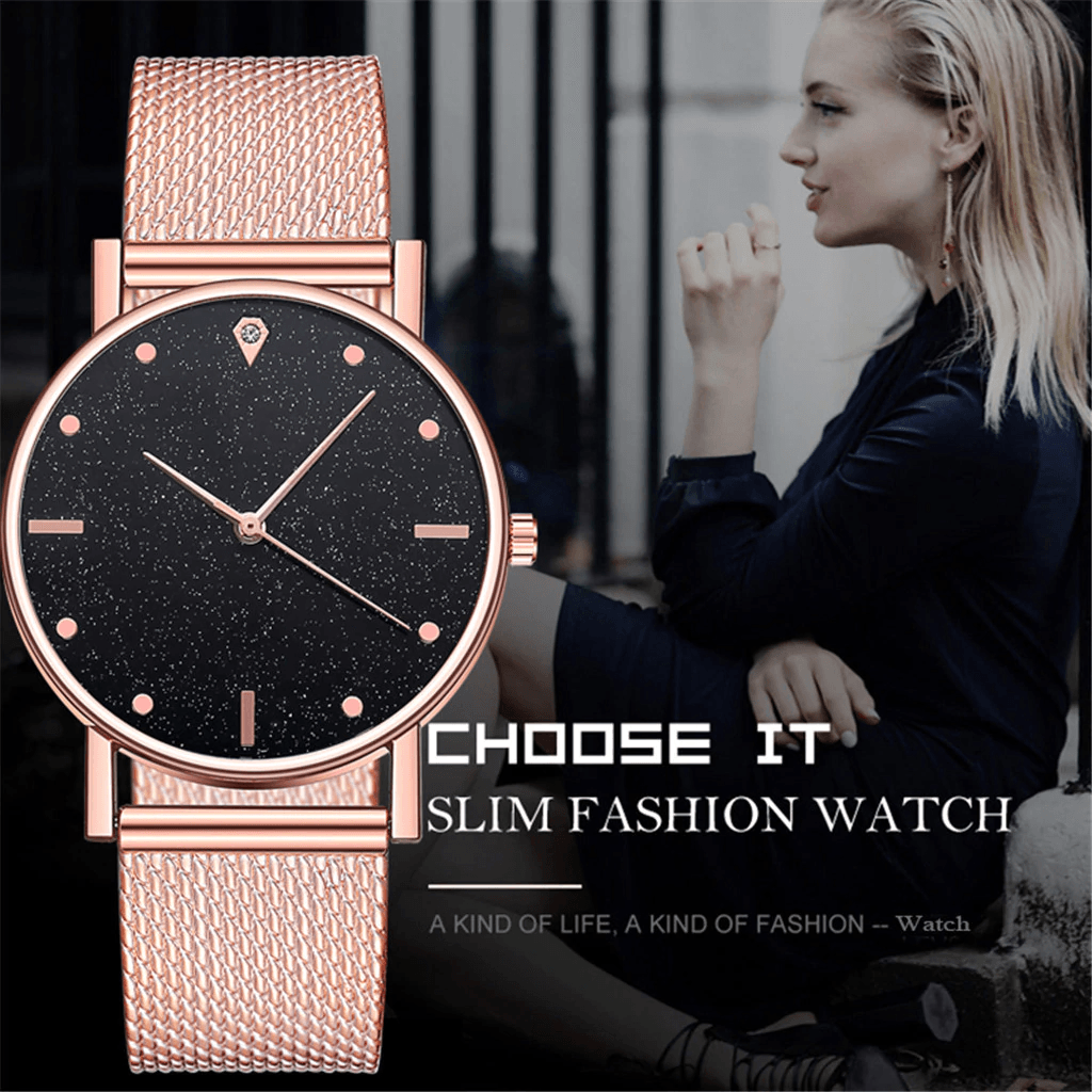 Montre décontractée pour femmes, cadran romantique ciel étoilé, montre-bracelet à quartz tendance pour femmes et jeunes filles