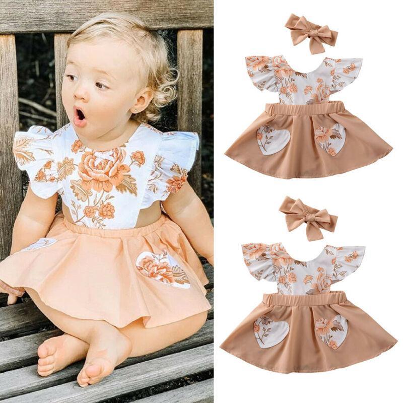 Nouvelle Tendance Vêtements Bébé Fille Designer Robe Princesse Fleur Volants Robe D'été Tenue D'Anniversaire Avec Grand Nœud