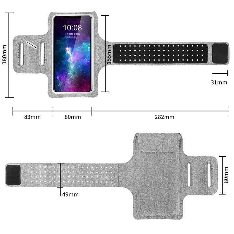 Brassard de sport gris pour téléphone - Étui de rangement pour téléphone portable - Sac de poignet pour l'entraînement
