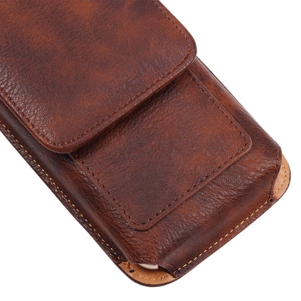 Étui universel en cuir pour iPhone Étui vertical en cuir PU pour hommes avec clip ceinture pour iPhone Sac banane avec clip ceinture pour téléphone portable de 3,5 à 6,3 pouces Housse de téléphone
