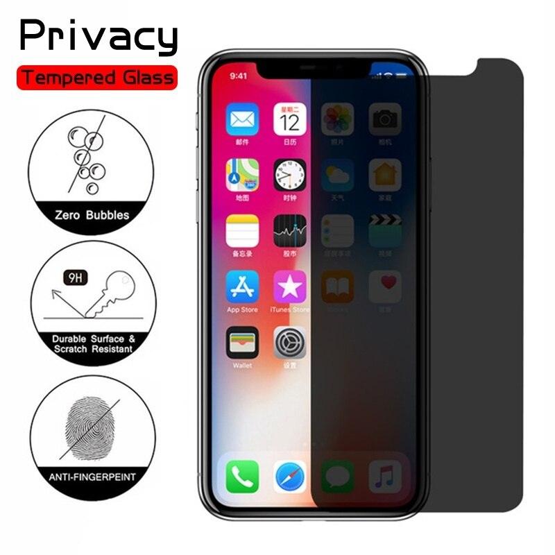 Lot de 3 Films de Protection Anti-Espion en Verre Trempé pour IPhone 11 12 13 14 Pro Max 12 Mini X XS XR 6 6S 7 8 Plus Protection d'Écran Confidentiel Anti-Espion HD en Verre Trempé Incassable Antichoc