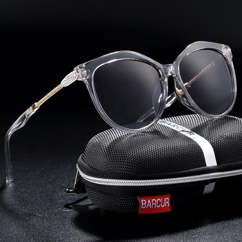 Stevvex - Lunettes de soleil polarisées œil de chat pour femme, verres dégradés ronds, oculos lunette de soleil femme