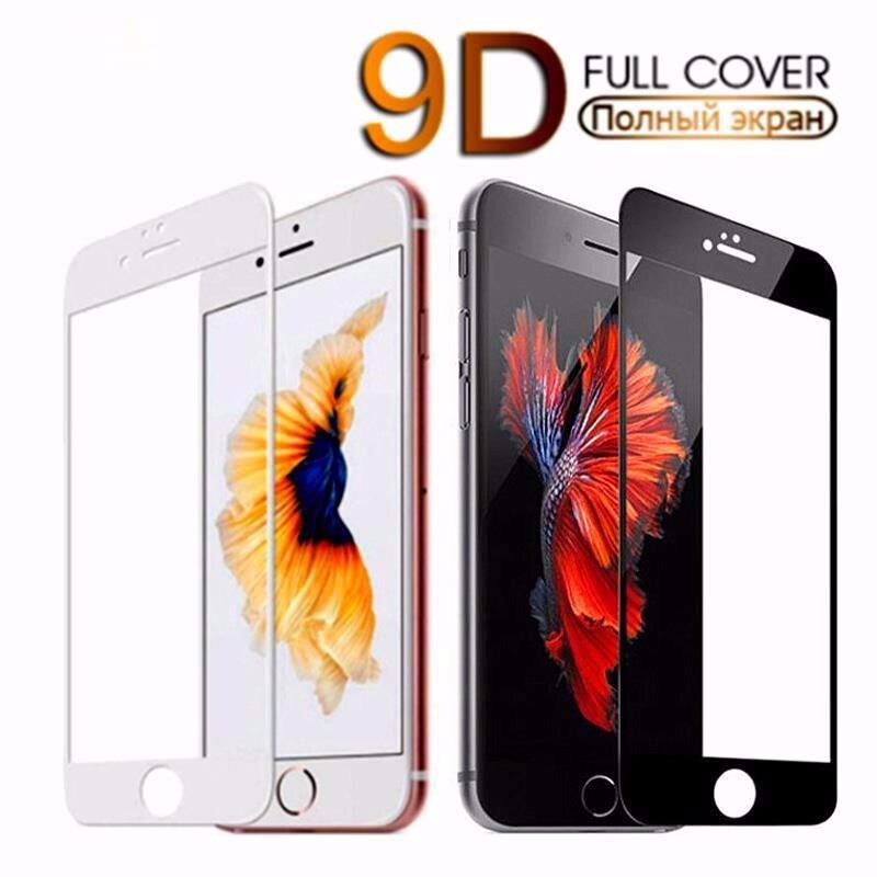 Verre Trempé Protection D'écran 9D Full Cover pour iPhone 7 Plus 8 6 6S 5 XR XS Max Protecteur d'écran en Verre Trempé pour iPhone X Coque Anti-Rayures Installation Facile Sans Bulles Compatible Étui Protection d'Écran en Verre pour iPhone