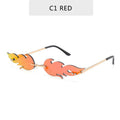 NOUVEAU 2021 Lunettes de soleil Flamme de feu Tendance pour femmes, sans monture, marque de créateur, Lunettes de luxe style étroit