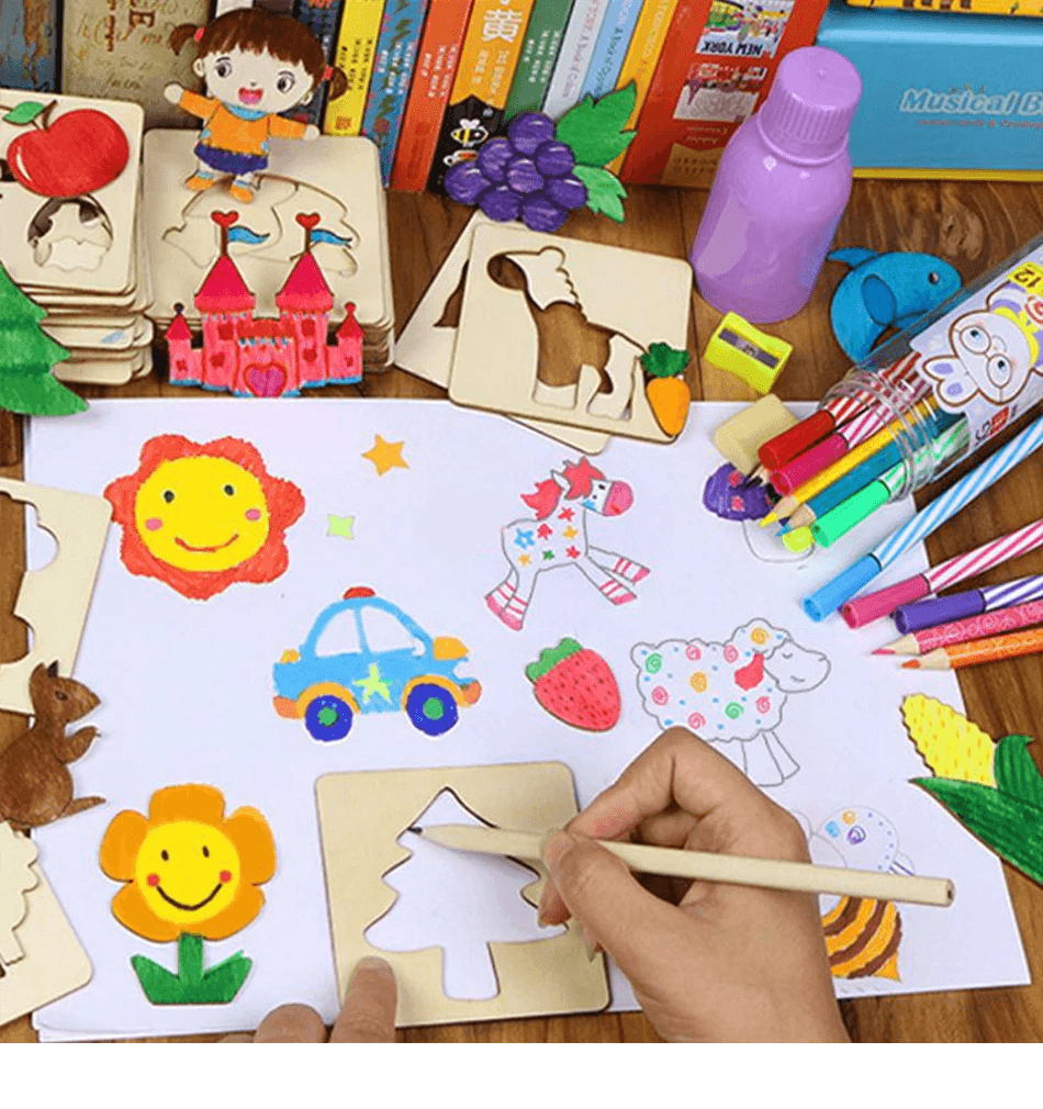 100 Pièces Bébé Jouets Dessin Jouets Planche à Colorier Enfants Créatifs Gribouillis Éveil Éducatif Jouet Garçon Fille Apprendre Outils de Dessin