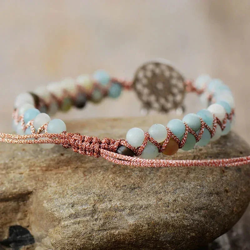 Bracelet spirituel tressé en amazonite