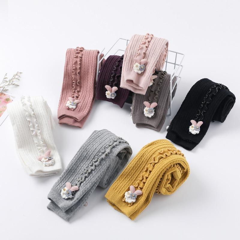 Pantalon Enfant - Joli Lapin Coloré - Legging Confortable en Tricot pour Bébés Filles