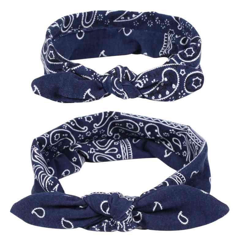 Bandeaux modernes de luxe avec nœud pour mère et bébé, turbans avec oreilles de lapin, élastiques, imprimés rétro, accessoires de coiffure parent-enfant
