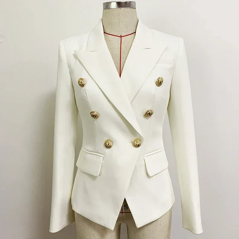 HAUTE QUALITÉ Nouvelle Mode 2024 Veste Designer Femme Classique Double Boutonnage Boutons Métal Lion Blazer Manteau Taille S-5XL
