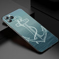 Coque de téléphone à roue de bateau ancre pour iPhone 13 12 Mini 11 Pro XS Max XR X 8 7 6S 6 Plus 5S 5 SE 2020 Housse noire Coque arrière rigide d'ancre personnalisée