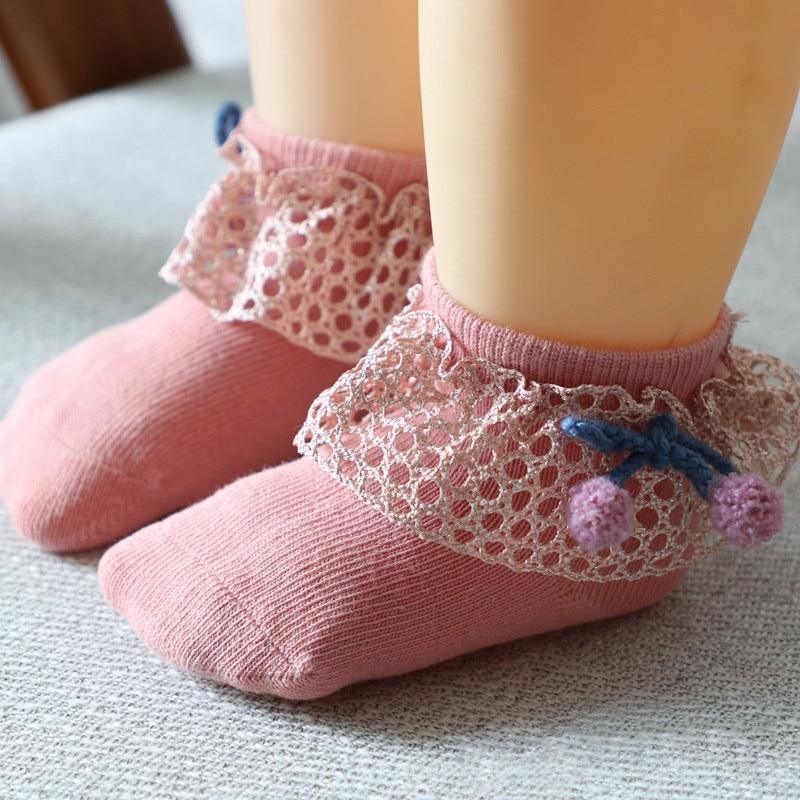Chaussettes Bébé Neuves Chaussettes Bébé Fille Nouveau-Né en Coton avec Dentelle, Fleurs et Nœuds Mignons