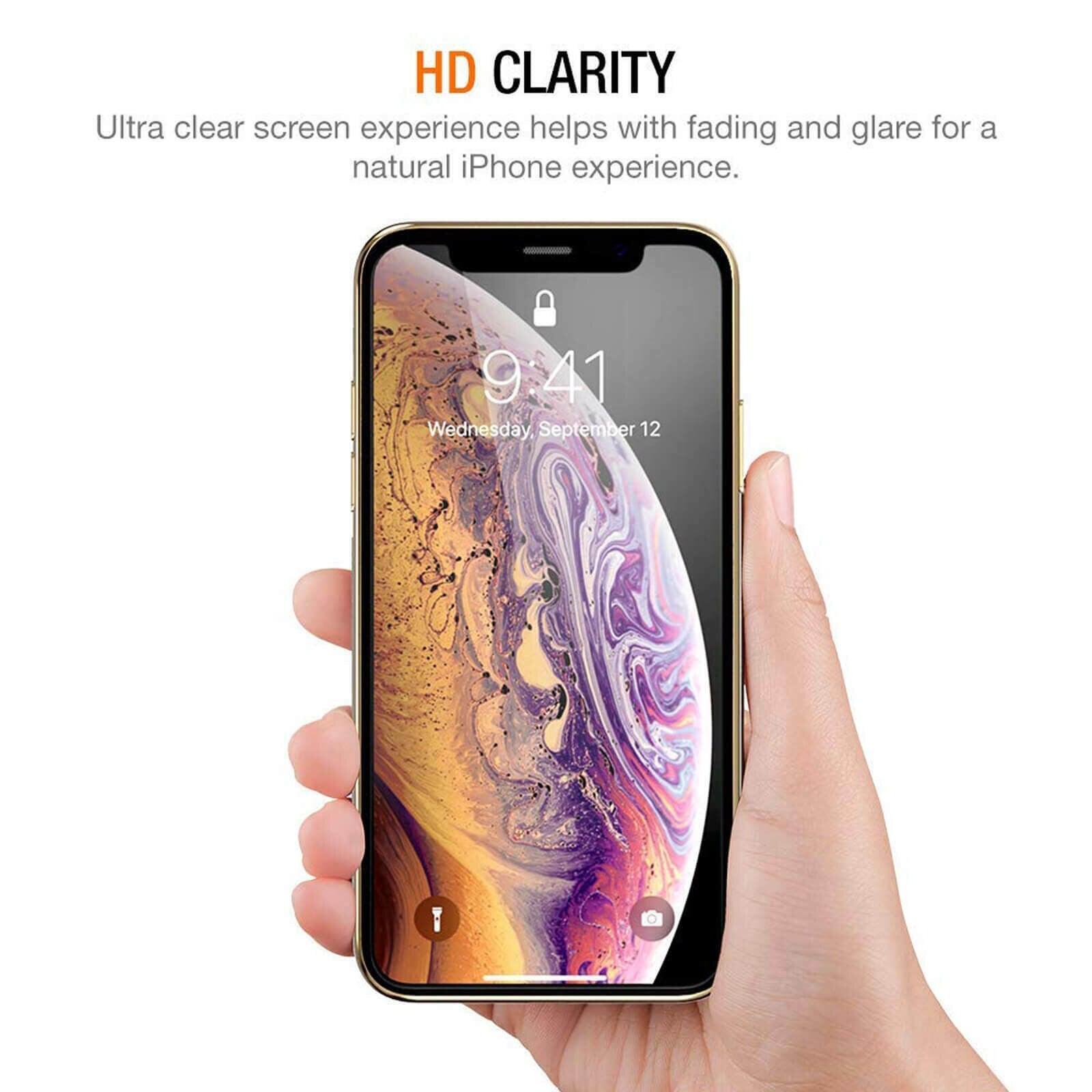 Protections d'écran en verre trempé HD pour iPhone 12 12 Max/12 Pro Film avant iPhone X 6/6s 7 8 11 Pro Max Protection d'écran transparente hautement résistante aux rayures en verre de protection plein écran pour iPhone