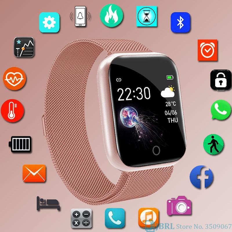 Montre intelligente de luxe, NOUVEAU style, en acier inoxydable, pour femmes et hommes, électronique, sport, bracelet, pour Android IOS, montre connectée carrée