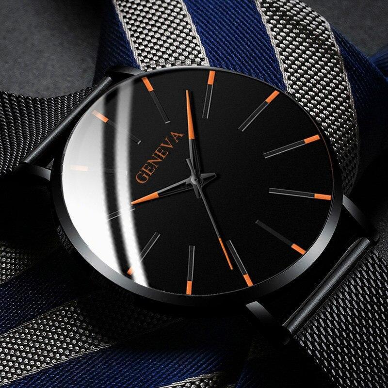 Montre Minimaliste Homme Ultra Fine Simple Homme Affaires Acier Inoxydable Maille Ceinture Montre à Quartz Relogio Masculino