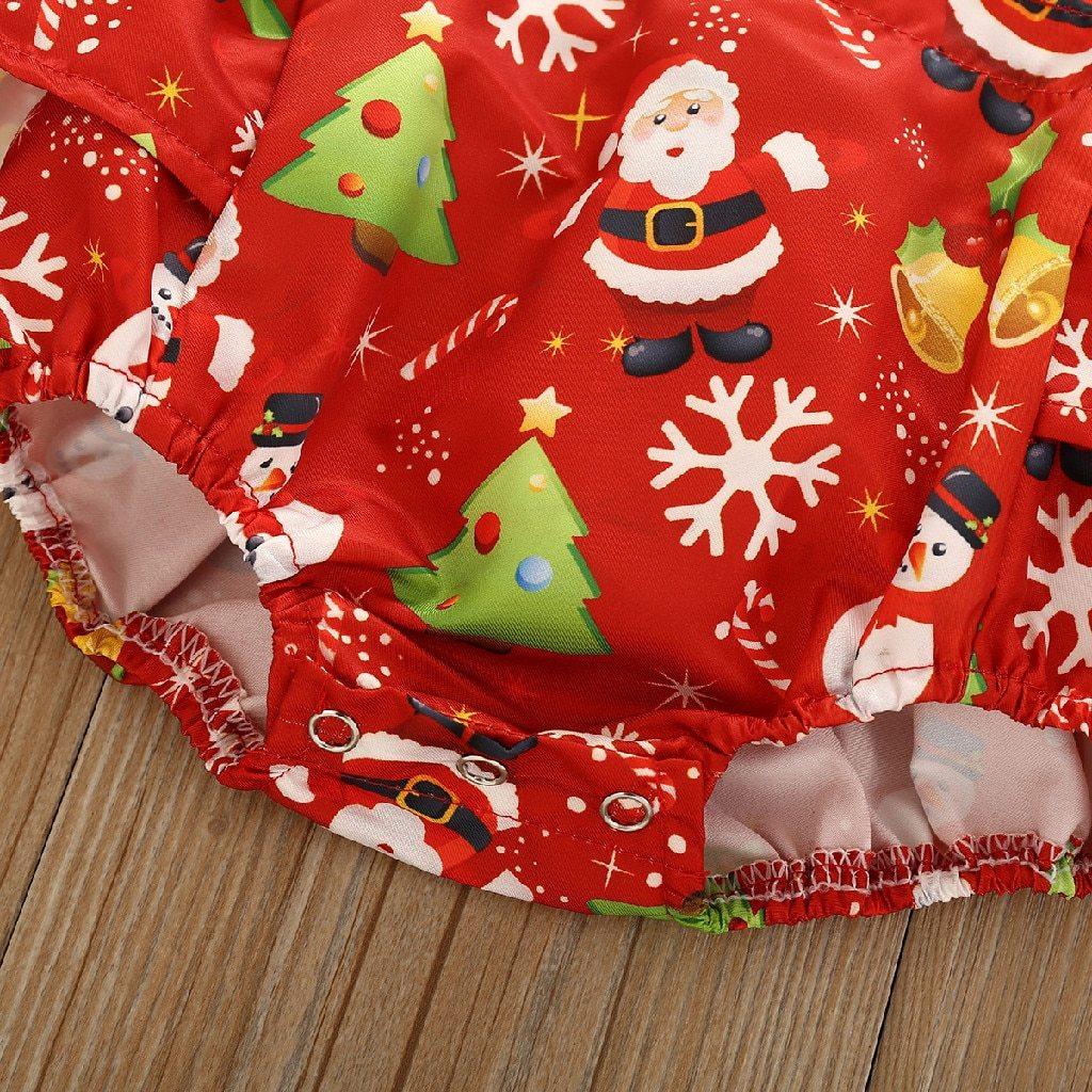 Ensemble nouveau-né pour petites filles, tenue de Noël Princesse : robe à bretelles, body et bandeau.