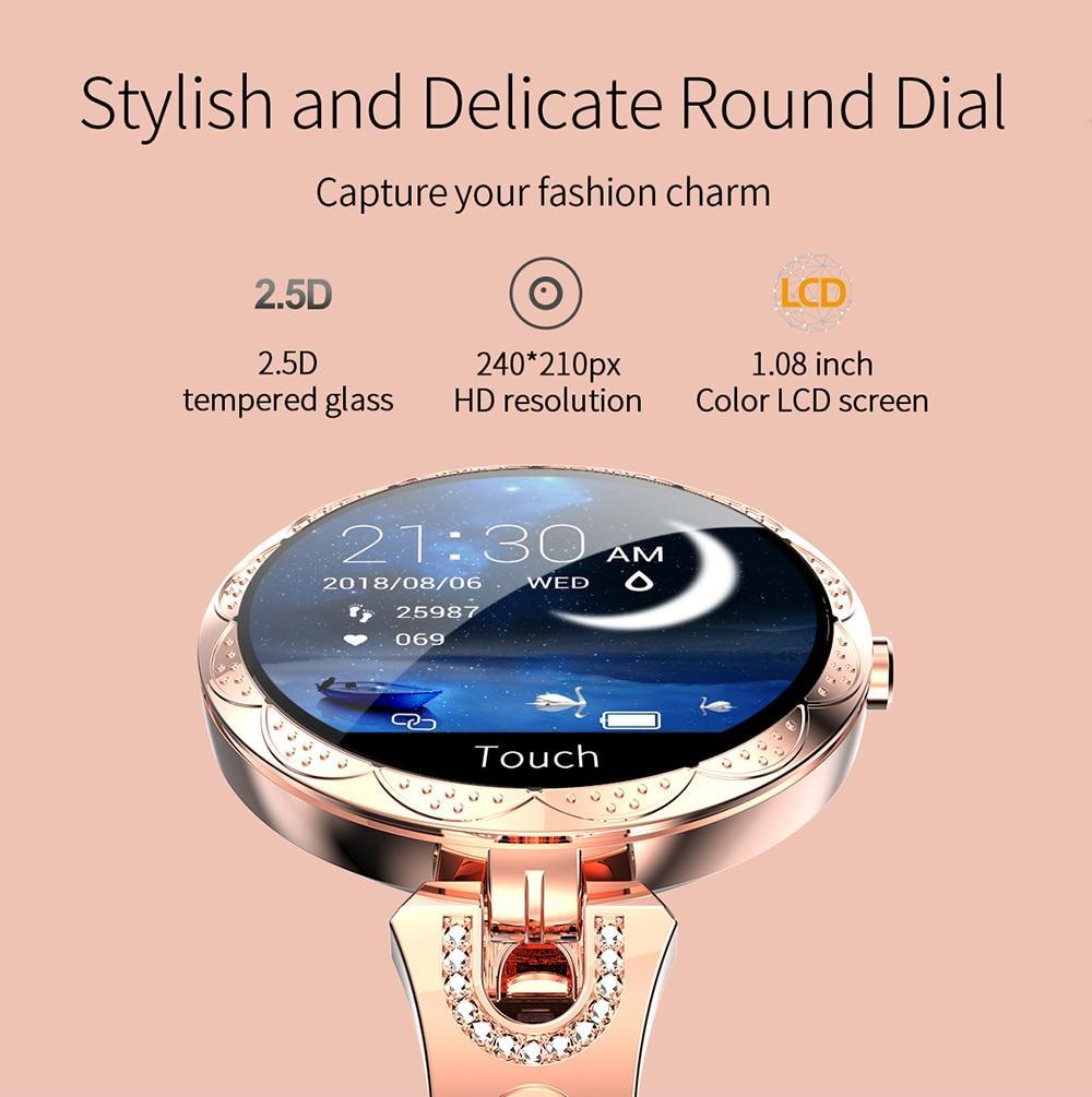 Montre connectée étanche pour femmes Moniteur de fréquence cardiaque Dispositif portable de sport Montre intelligente pour femmes Dames