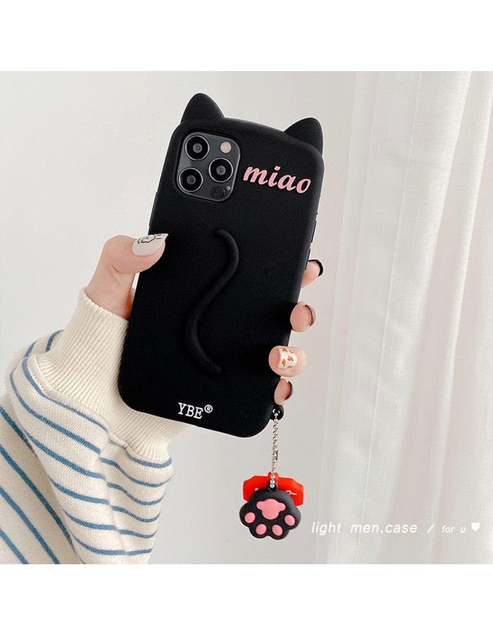 Coque de Téléphone Mignonne Oreilles de Chat Dessin Animé pour iPhone 14 12 13 11 Pro Max X XR XS 7 14 Plus Étui Souple en Silicone Mat Antichoc Design Chat Amusant Coque Arrière Mignonne