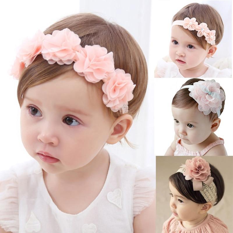 Bandeaux modernes pour bébé avec fleurs et nœuds pour bébés filles, bandeaux turban pour nouveau-nés