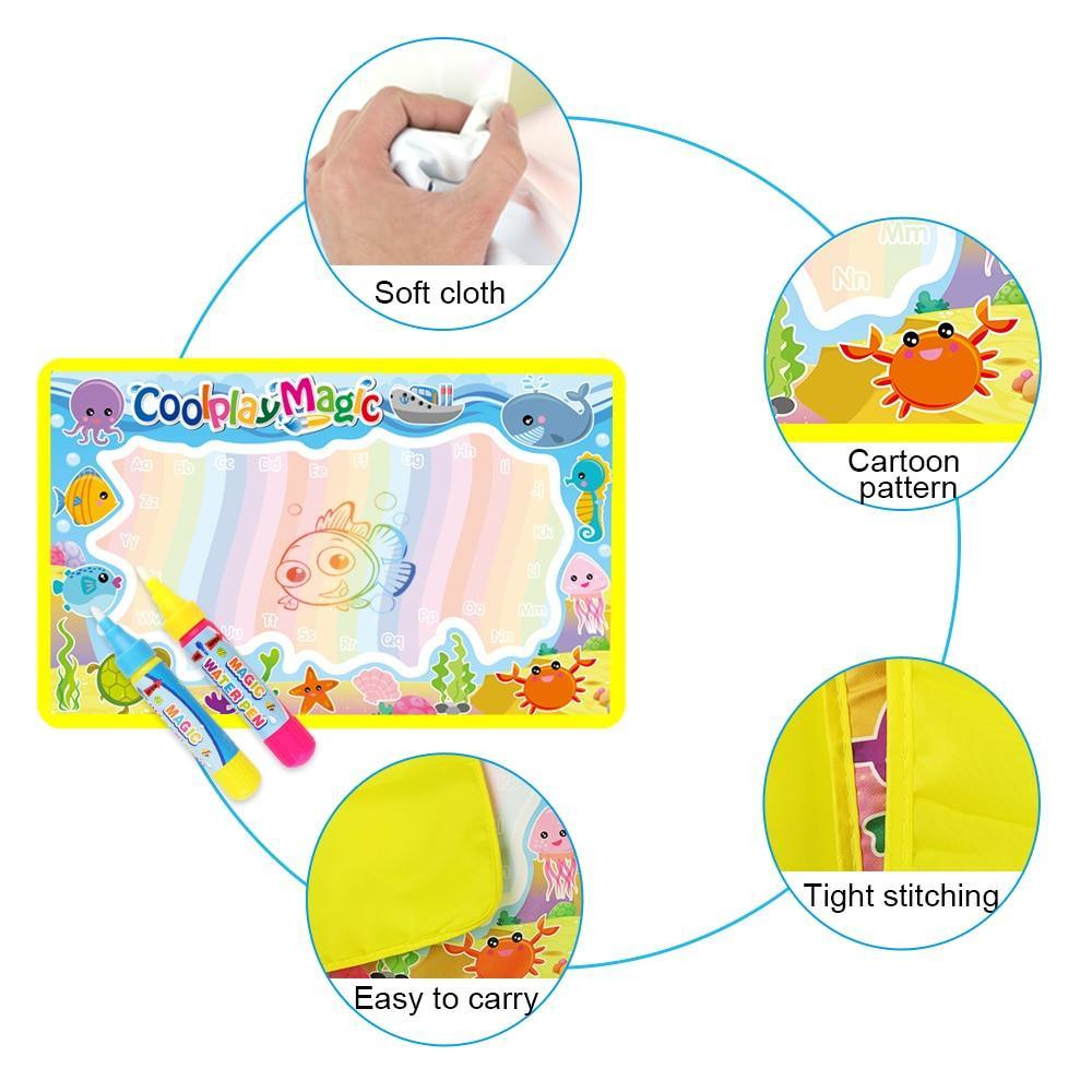 Tapis de Dessin à l'Eau Magique et 2 Stylos, Tableau de Gribouillage, Livres de Coloriage, Jouets Éducatifs pour Enfants