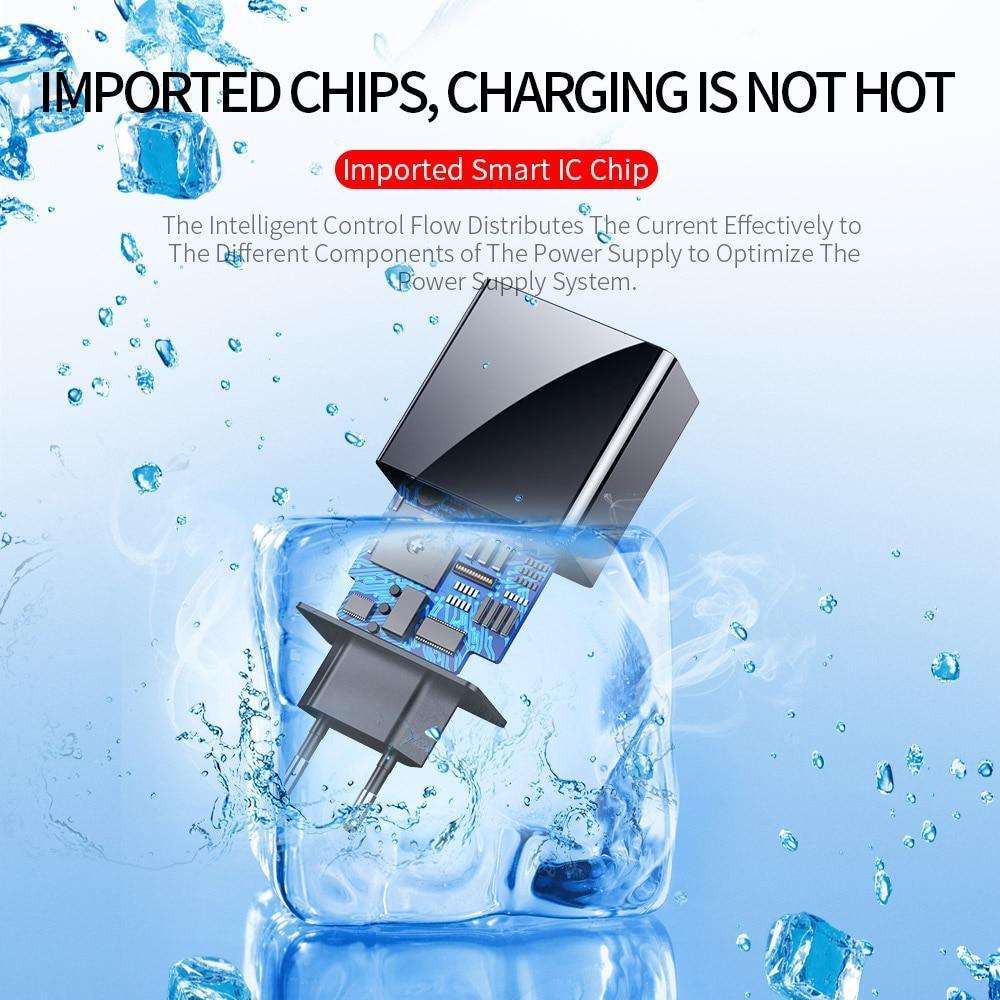 Chargeur de téléphone USB à 3 ports avec écran LED Prise UE Charge rapide intelligente de 3 A max au total Chargeur mural mobile pour smartphones