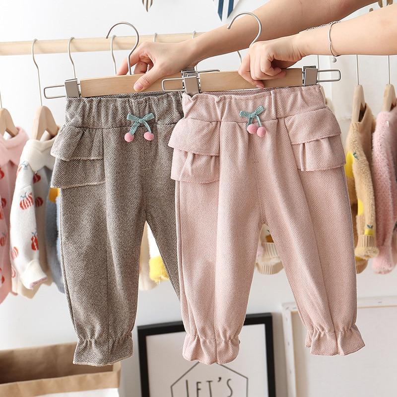 Pantalon décontracté à volants imprimé cerises pour bébés filles, vêtements de princesse longs pour enfants
