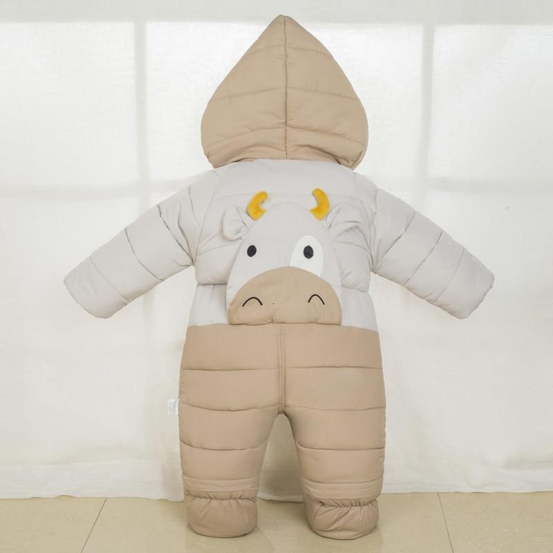 Barboteuse bébé d'hiver mignonne motif veau, veste de neige pour nourrisson, combinaison épaisse, manteau pour enfants au design moderne et intéressant