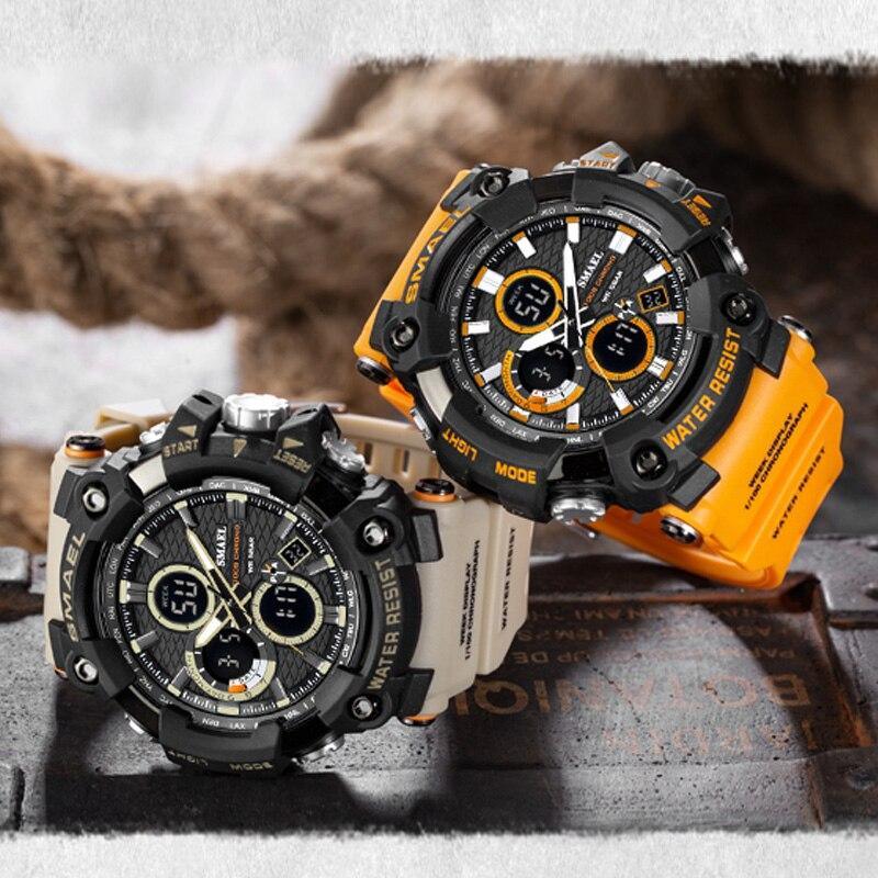 Montres de sport pour hommes Montre militaire de luxe de marque Montre à quartz homme étanche 50 m Antichoc Numérique Whats Relogio Masculino