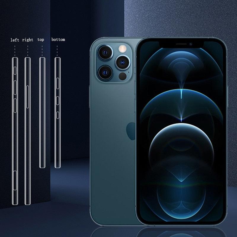 Film de protection de contour 2 pièces pour iPhone 14 13 Pro Max 11Pro XR XS, film latéral de téléphone transparent HD, protection latérale ultra-fine en verre trempé pour iPhone