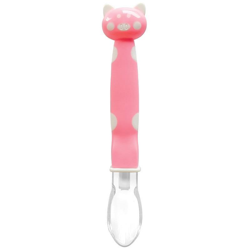 1 cuillère souple en silicone pour bébé, couleur bonbon, à détection de température, outils d'alimentation pour enfants, pour manger