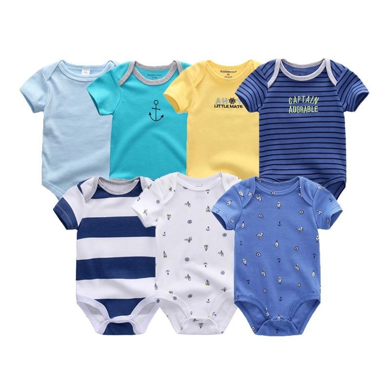 Grenouillères unisexe pour bébés, salopettes pour nourrissons 100% coton, lot de 7 pièces pour filles et garçons, combinaisons pour enfants