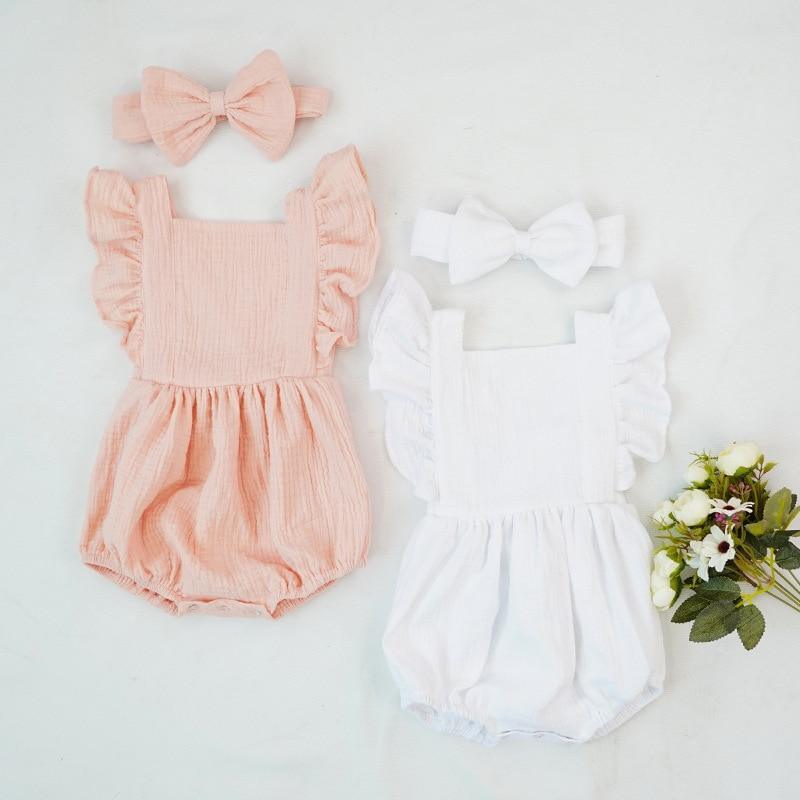 Grenouillères pour nouveau-nés Vêtements de bébé Barboteuse d'été en coton Combinaison une pièce Douce et élégante de style moderne