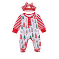 Bébés Filles Garçons Noël Barboteuses Bandeau Combinaisons 2 Pièces Imprimé Père Noël Arbre Nouvel An Bébé Barboteuse