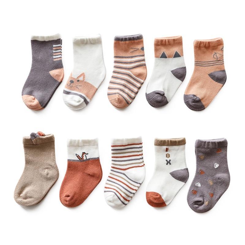 5 paires de chaussettes décontractées en coton à mailles mignonnes pour nouveau-nés, garçons et filles, durables et confortables