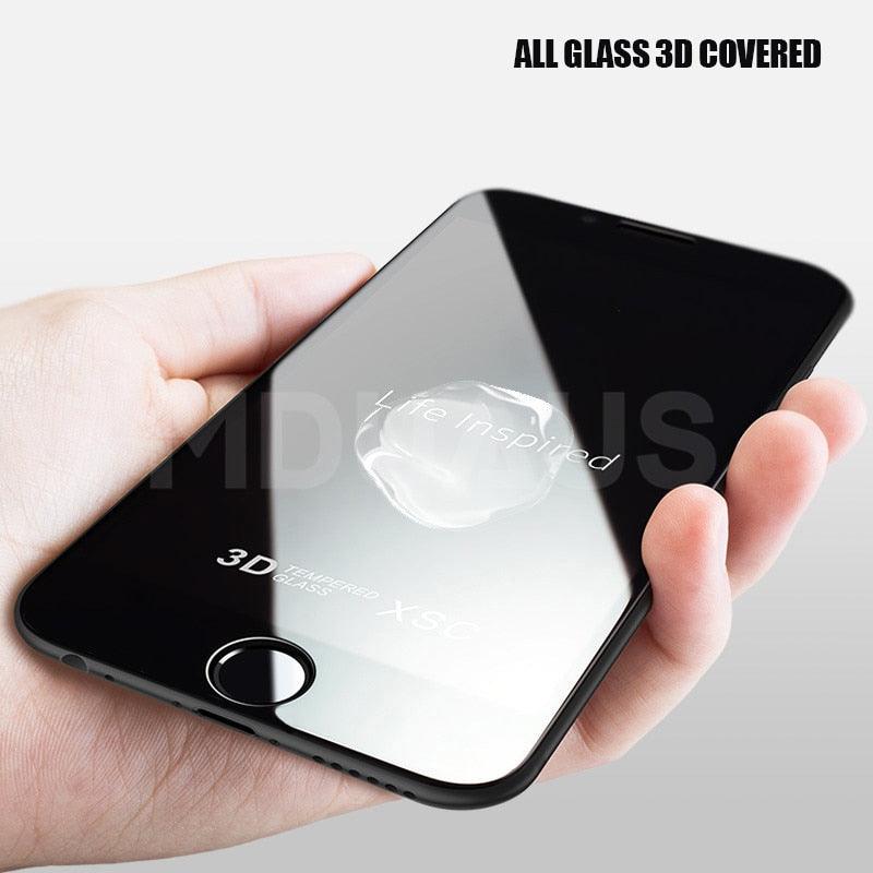 Verre de protection 999D pour iPhone 8 7 6 6S Plus XR X XS, verre de protection d'écran complet pour iPhone 11 12 Pro Max, verre trempé de protection d'écran complet pour iPhone