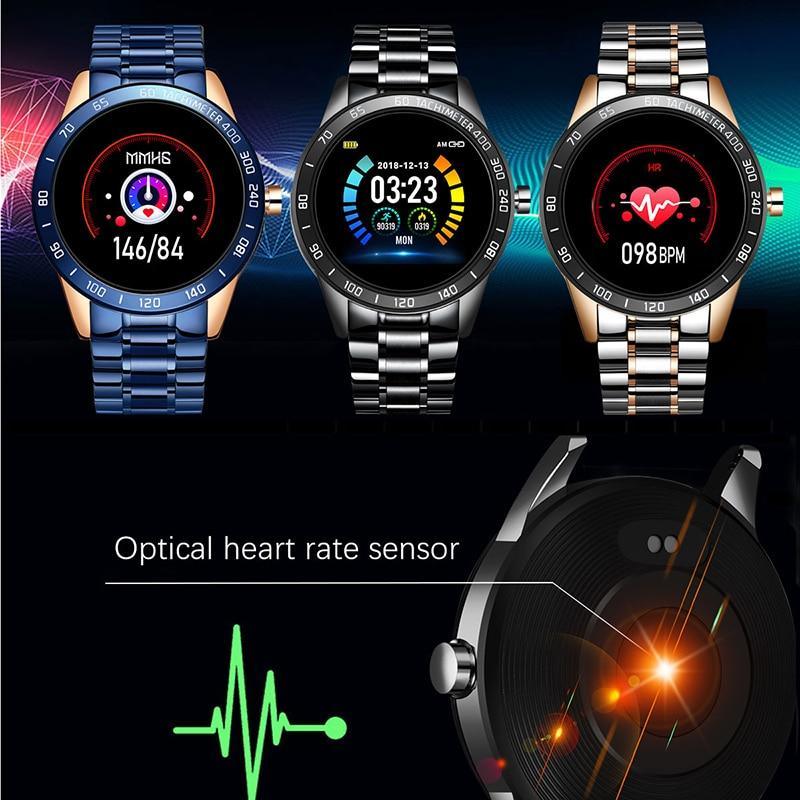 Montre connectée pour hommes avec écran LED et moniteur de fréquence cardiaque, tension artérielle, tracker de fitness, montre intelligente de sport étanche