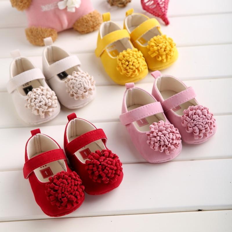Chaussures pour bébé nouveau-né en couleurs bonbon, pour petite princesse, avec grande fleur, semelle souple antidérapante