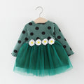 Robes de luxe à manches longues pour bébés, à pois et marguerites, vêtements de mode pour petites filles au design floral élégant pour petites princesses