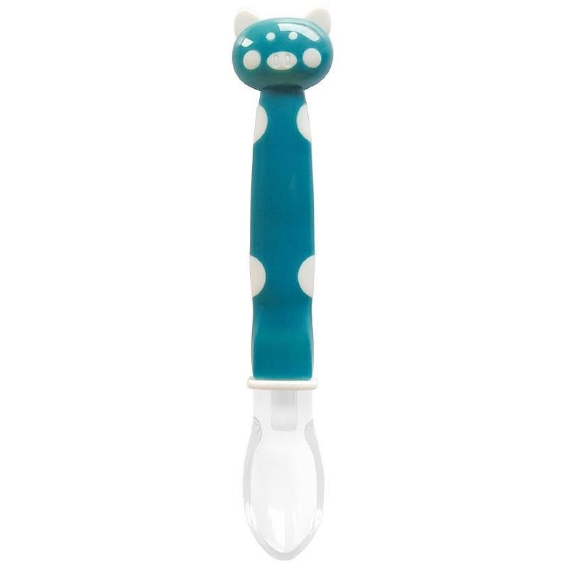 1 cuillère souple en silicone pour bébé, couleur bonbon, à détection de température, outils d'alimentation pour enfants, pour manger