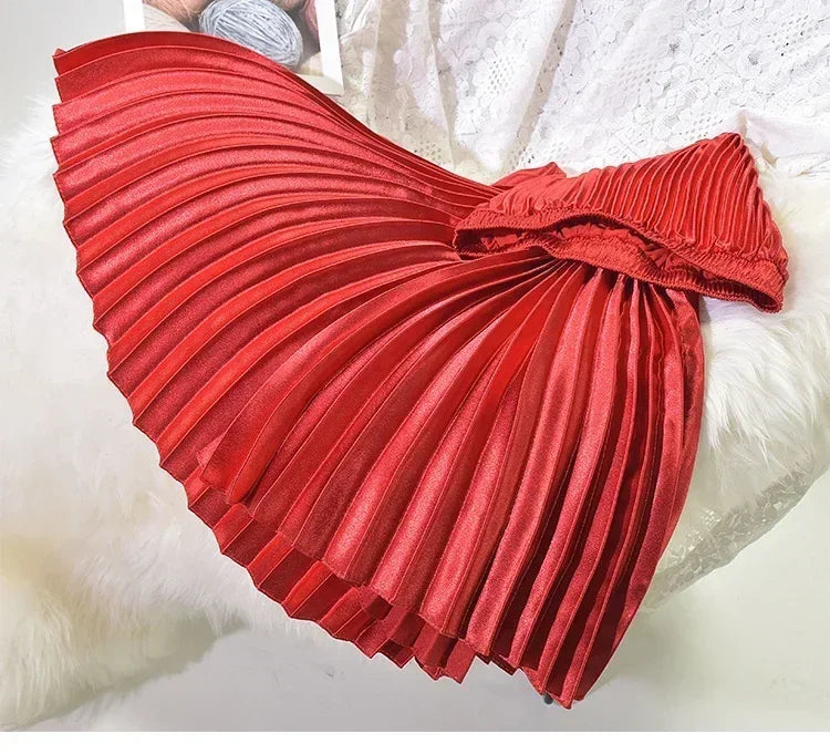 Jupe plissée classique en velours doré Taille haute style rétro Mode Femme de bureau Jupe longue plissée Jupe en velours d'hiver 90cm de long