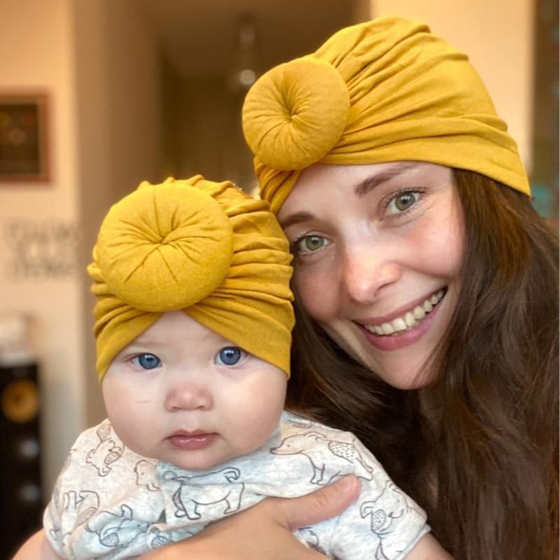 Chapeau Turban en Coton Doux pour Nouvelle Maman et Bébé, Bonnet Élastique pour Tout-Petit, Bébé Fille et Femme