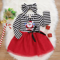 Bébé Filles Noël Père Noël Robe Rayée Imprimée + Bandeau Tenue de Princesse de Fête Excellent Look