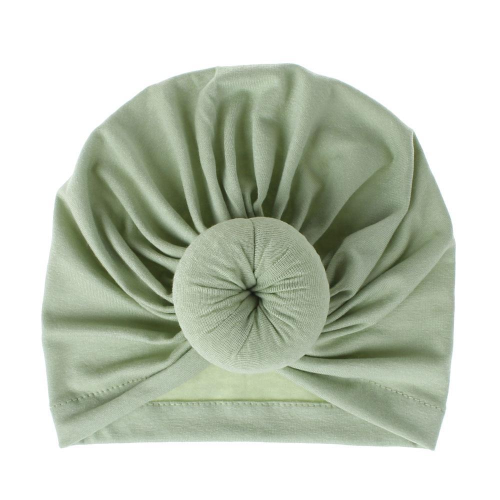 Turban pour bébé fille en coton tricoté, fait main avec fleur plissée, style élégant