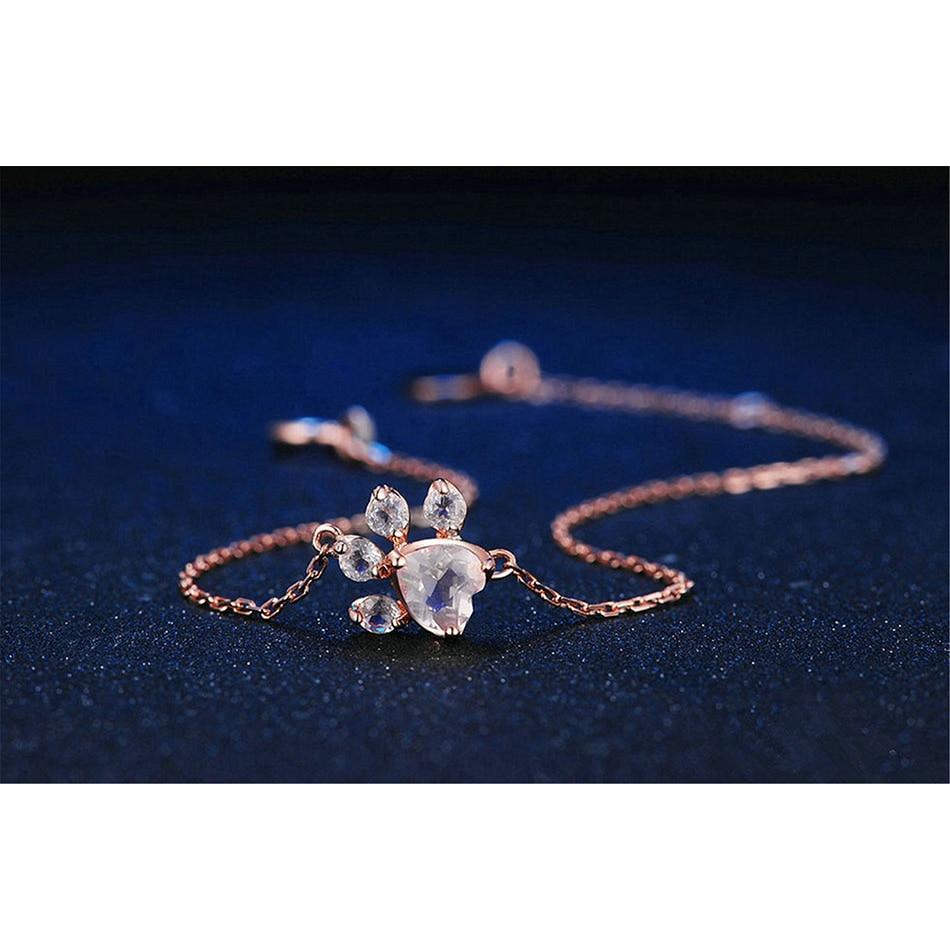 Élégant Bijoux de Mariage Moderne Chien Chat Patte Ours Griffe Cœur Rose AAA Zircon Cubique Chaîne Maillons Or Rose Bracelets de Luxe pour Femmes Bijoux de Fête Cadeau