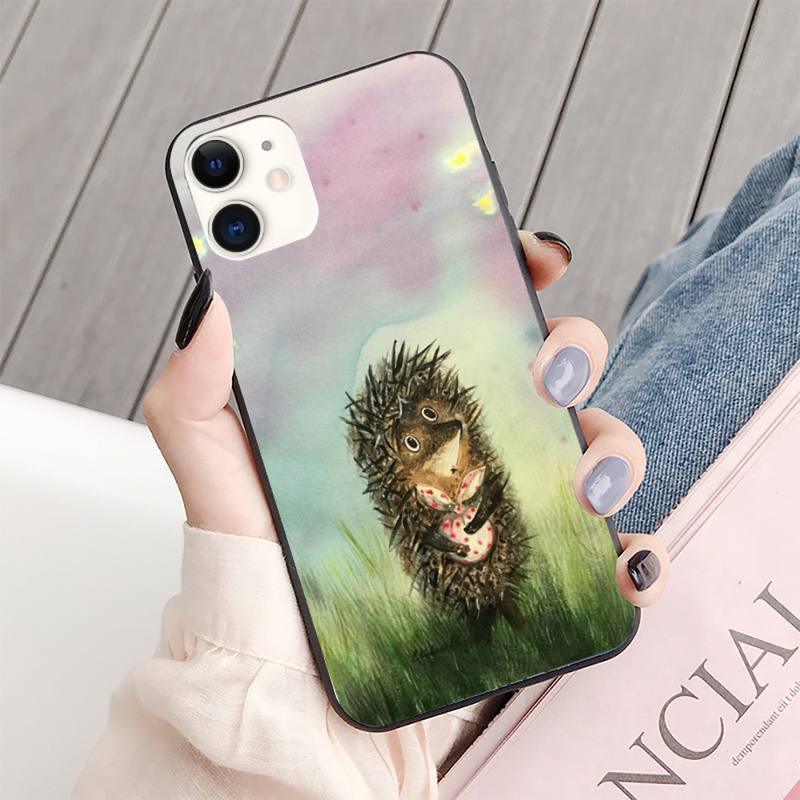 Coque de téléphone Hérisson Lumineux dans le Brouillard pour iPhone 13 8 7 6 6s Plus X 5s SE 2020 XR 11 12 Mini Pro Xs Max Protection d'écran Souple Flexible en Silicone Gel Caoutchouc Bumper