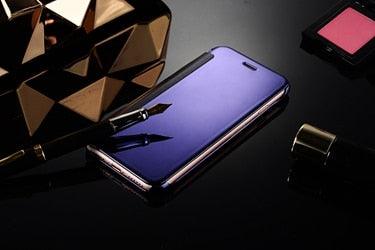 Étui à rabat de luxe pour iPhone, coque pour iPhone 11 12 13 14 avec fenêtres transparentes, miroir, fermeture magnétique simple, étui portefeuille unique et élégant pour iPhone