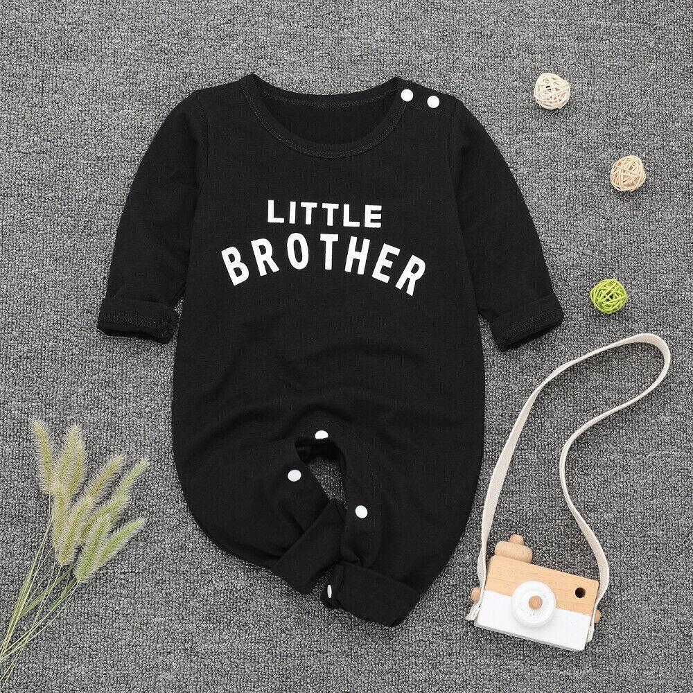 Bébé nouveau-né Filles Garçons Haut Barboteuse Combinaison Cache-couche Tenues Confortables Avec Texte Petit Frère Pour Garçons