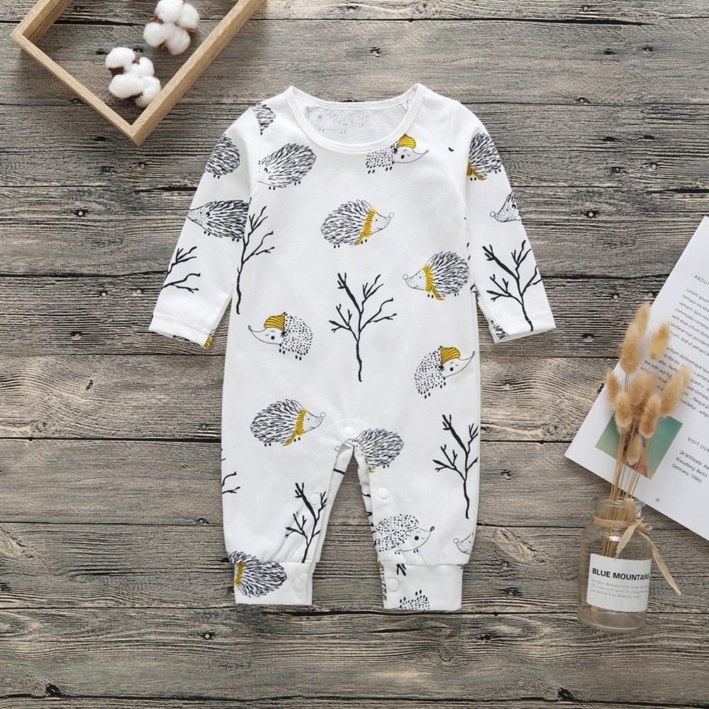 Combinaisons grenouillères pour bébés garçons et filles, imprimé animal mignon, manches longues, hiver, coton, pour enfants, tenue de jeu, vêtements