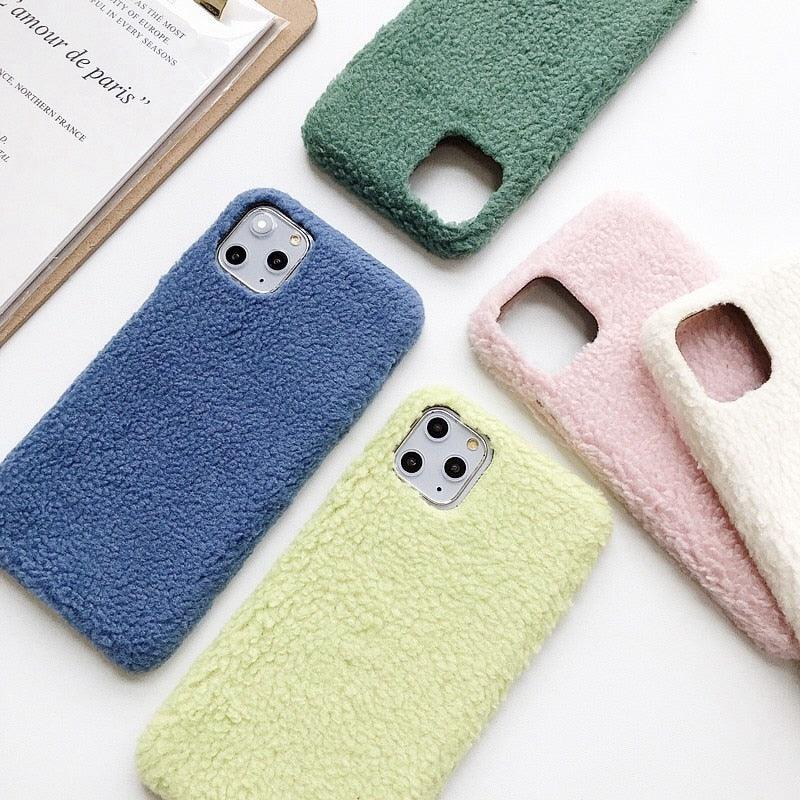 Étui cadeau tendance pour femme pour iPhone Xs Max Xr X 11 Pro Max Se Housse Douce et Chaude en Fourrure pour iPhone 6 7 8 Plus Coque Souple en Silicone Flexible et Duveteuse Antichoc pour iPhone